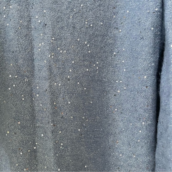 Chico's Cozi Soft Blue Sequin Shine Cowl Neck Pullover Sweater Size: 3 (L) - Picture 6 of 11